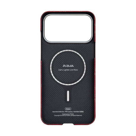 iPhone 17 Pro Max PITAKA Edge Monogram Cover - MagSafe Kompatibel - Guld / Rød
