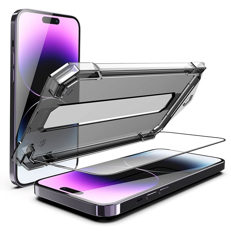 iPhone 14 Pro Mobile Origin Skærmbeskyttelsesglas m. Applikator - Gennemsigtig / Sort Kant