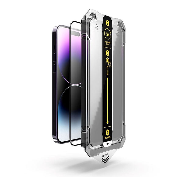 iPhone 14 Pro Max Mobile Origin Skærmbeskyttelsesglas m. Applikator - Gennemsigtig / Sort Kant