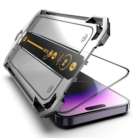 iPhone 14 Pro Max Mobile Origin Skærmbeskyttelsesglas m. Applikator - Gennemsigtig / Sort Kant