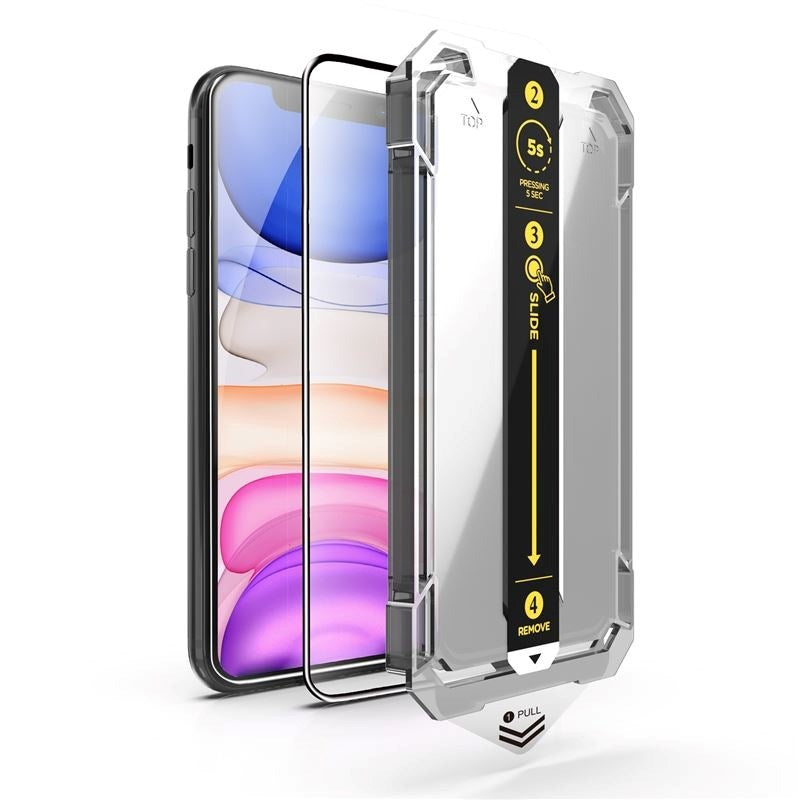 iPhone 11 / XR Mobile Origin Skærmbeskyttelsesglas m. Applikator - Gennemsigtig / Sort Kant