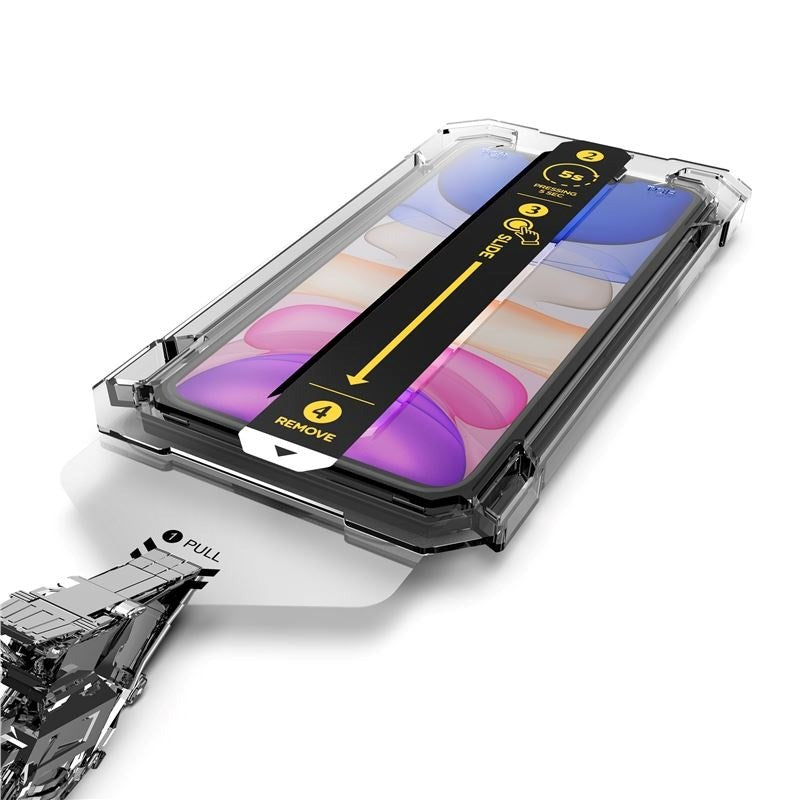 iPhone 11 / XR Mobile Origin Skærmbeskyttelsesglas m. Applikator - Gennemsigtig / Sort Kant