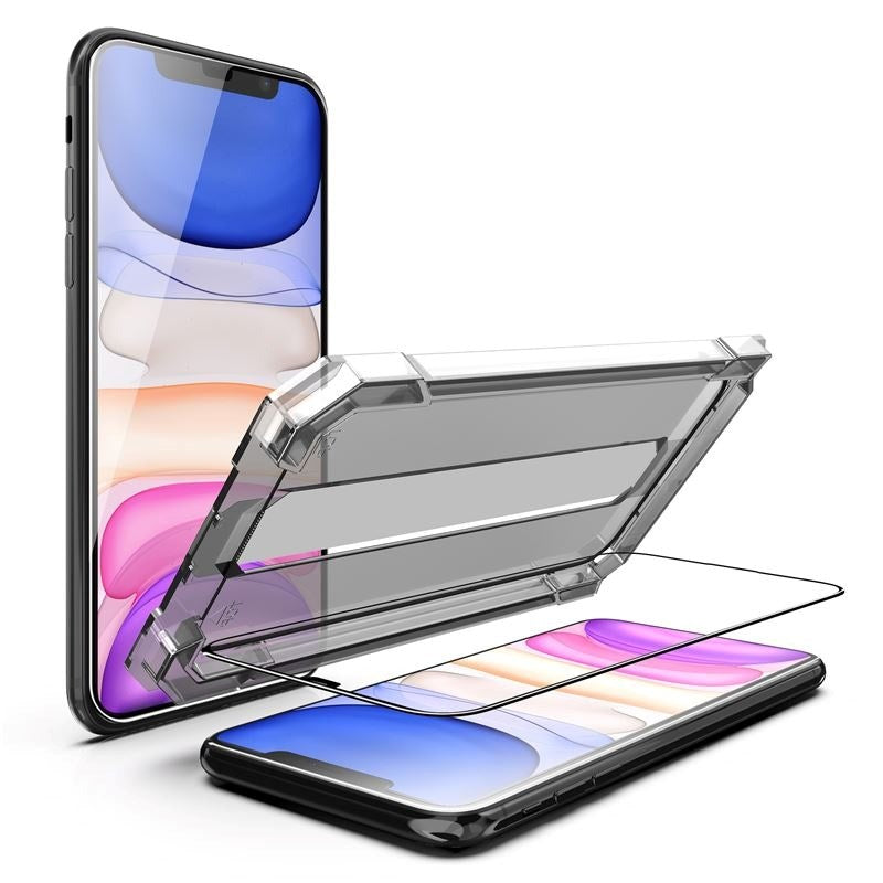 iPhone 11 / XR Mobile Origin Skærmbeskyttelsesglas m. Applikator - Gennemsigtig / Sort Kant