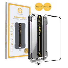 iPhone 11 / XR Mobile Origin Skærmbeskyttelsesglas m. Applikator - Gennemsigtig / Sort Kant