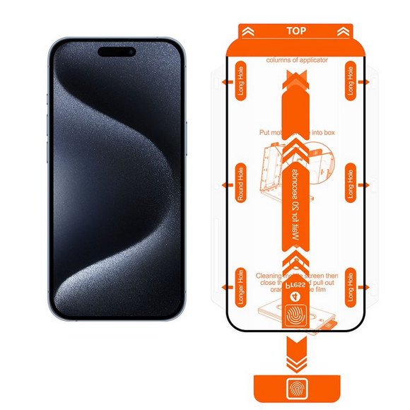 iPhone 15 Plus Mobile Origin Orange Screen Guard Beskyttelsesglas - 2 stk. - Gennemsigtig