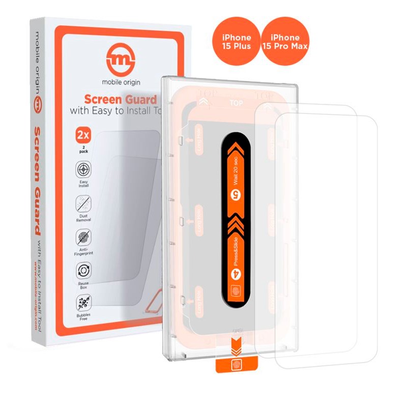 iPhone 15 Pro Max / 15 Plus Mobile Origin Beskyttelsesglas - Case Friendly - 2 stk - Gennemsigtig