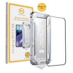 iPhone 15 Pro Mobile Origin Skærmbeskyttelsesglas m. Applikator - Gennemsigtig / Sort Kant