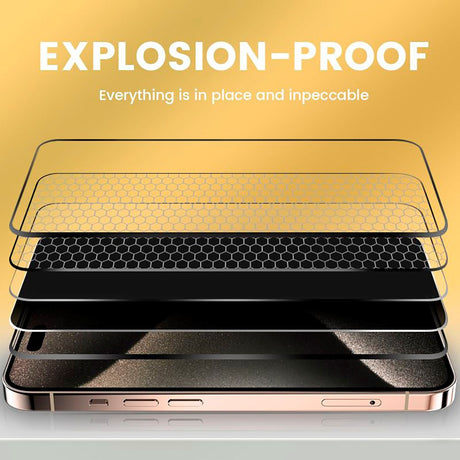 iPhone 15 Pro Mobile Origin Beskyttelsesglas m. Privacy Funktion - Case Friendly - 2 stk. - Sort Kant