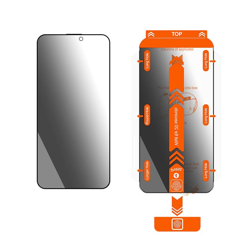iPhone 15 Pro Max Mobile Origin Beskyttelsesglas m. Privacy Funktion - Case Friendly - 2 stk - Sort Kant
