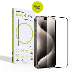 iPhone 15 Pro Mobile Origin EasyGlass Skærmbeskyttelsesglas - Gennemsigtig / Sort Kant