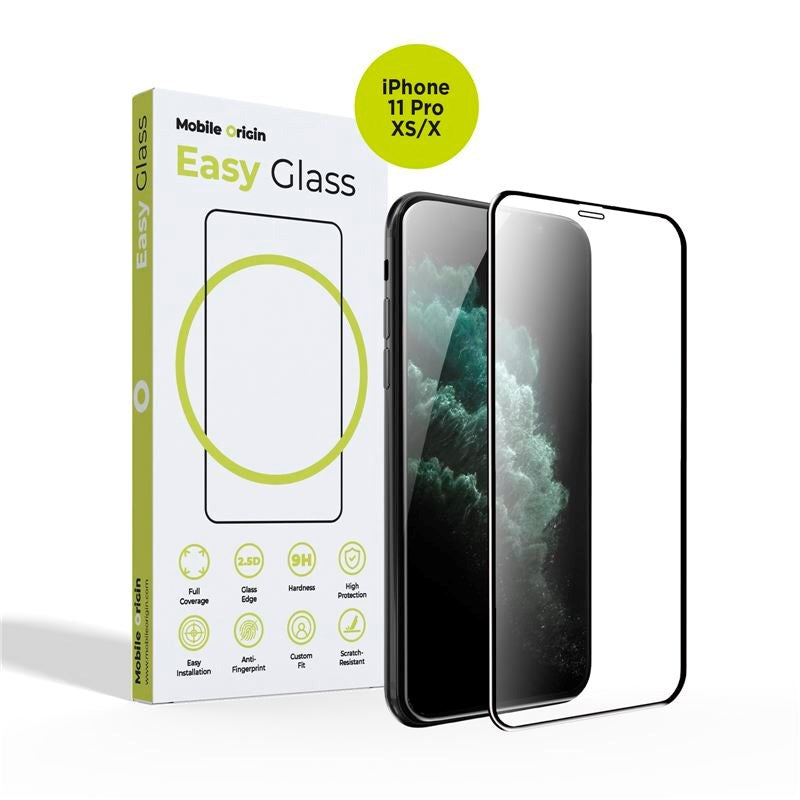 iPhone 11 Pro / Xs / X Mobile Origin EasyGlass Skærmbeskyttelsesglas - Gennemsigtig / Sort Kant