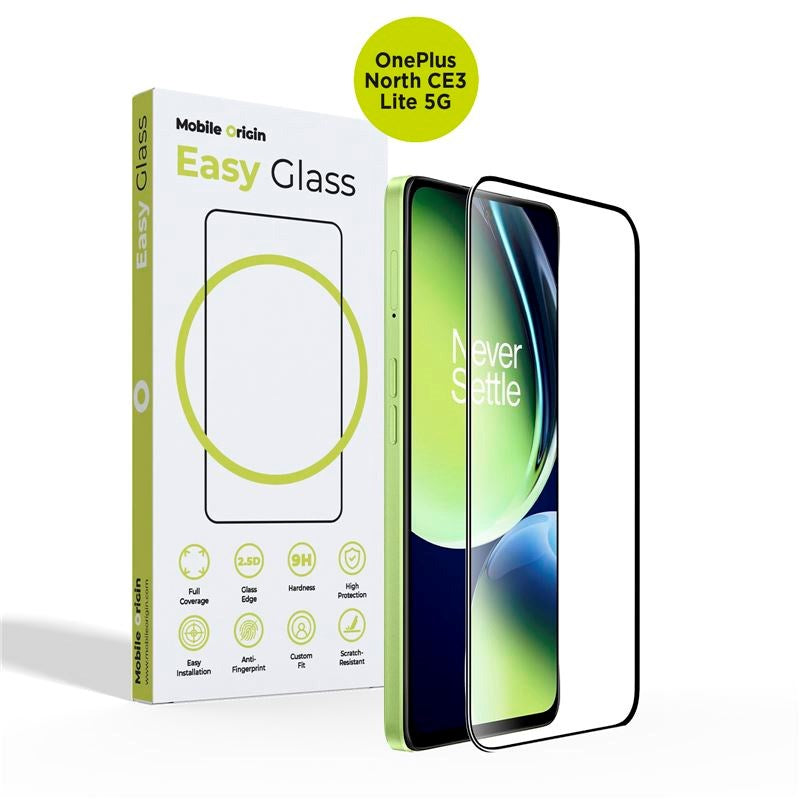 OnePlus Nord CE 3 Lite (5G) Mobile Origin EasyGlass Skærmbeskyttelsesglas - Gennemsigtig / Sort Kant