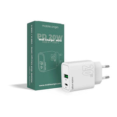 Mobile Origin MO12 20W Vægoplader m. 1x USB-A & 1x USB-C - Hvid