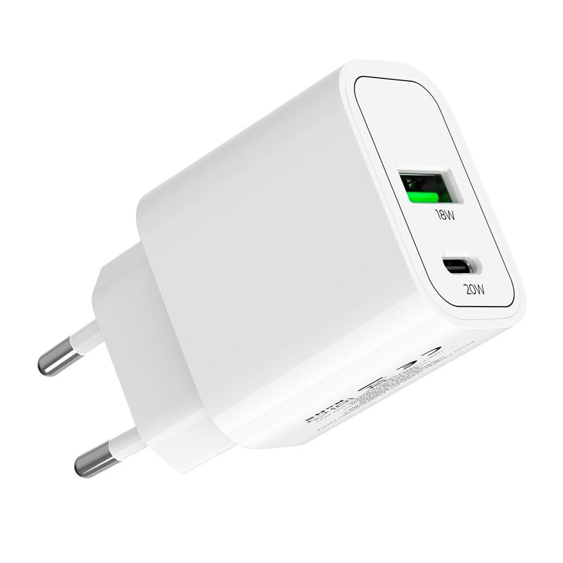 Mobile Origin MO12 20W Vægoplader m. 1x USB-A & 1x USB-C - Hvid