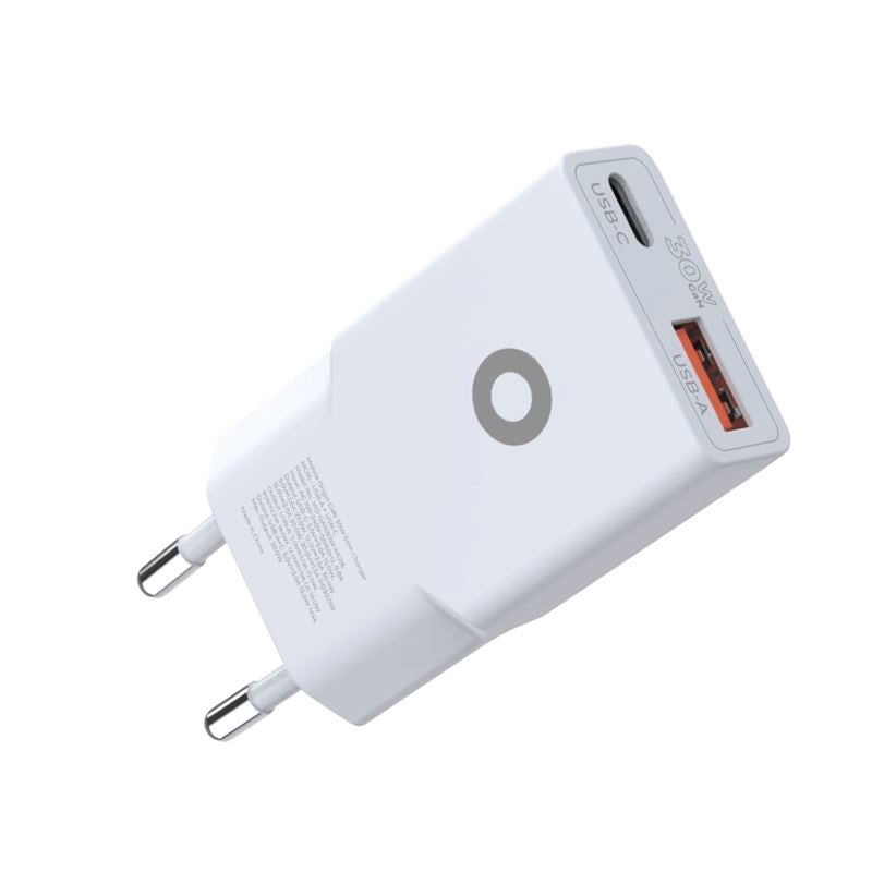 Mobile Origin MO16 30W Slim Vægoplader m. 1x USB-C & 1x USB-A - Hvid