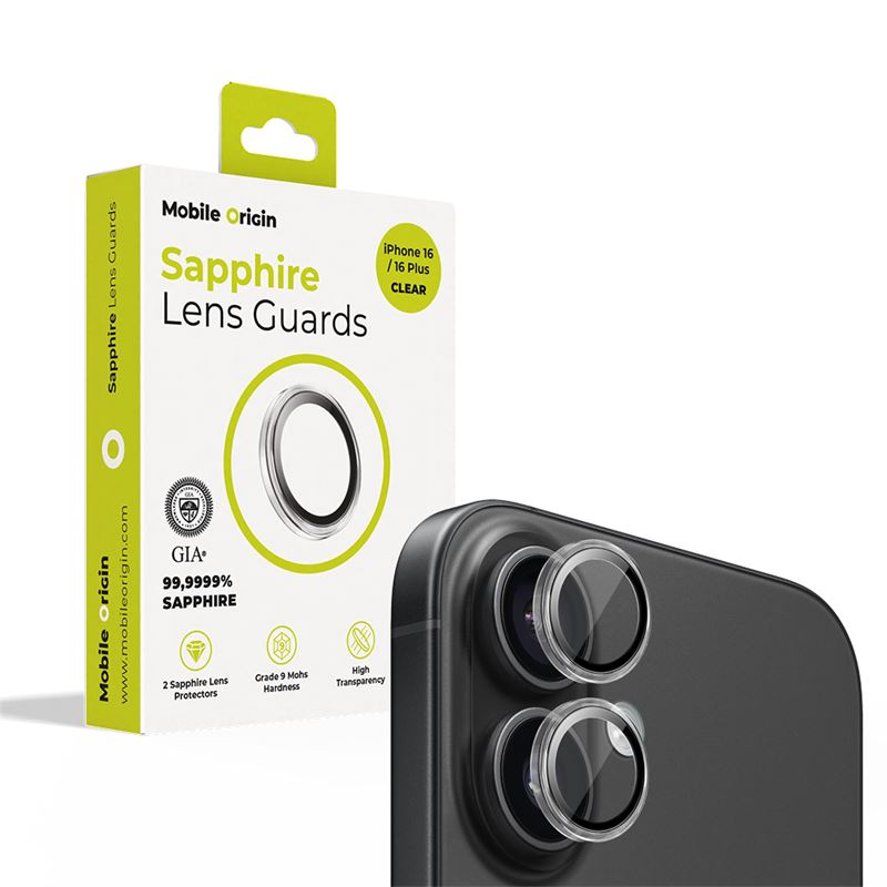 Mobile Origin iPhone 16 / 16 Plus Hærdet Glas Kamerabeskyttelse - Gennemsigtig