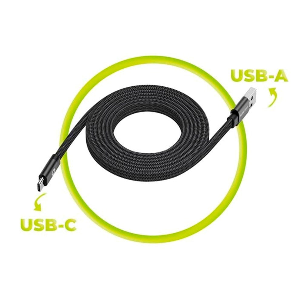 Mobile Origin Fladt Magnetisk USB-A til USB-C Kabel - 1m - Sort