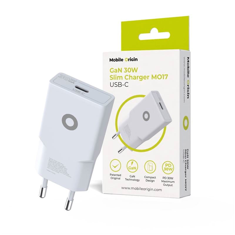 Mobile Origin MO17 30W Slim Vægoplader m. 1x USB-C - Hvid