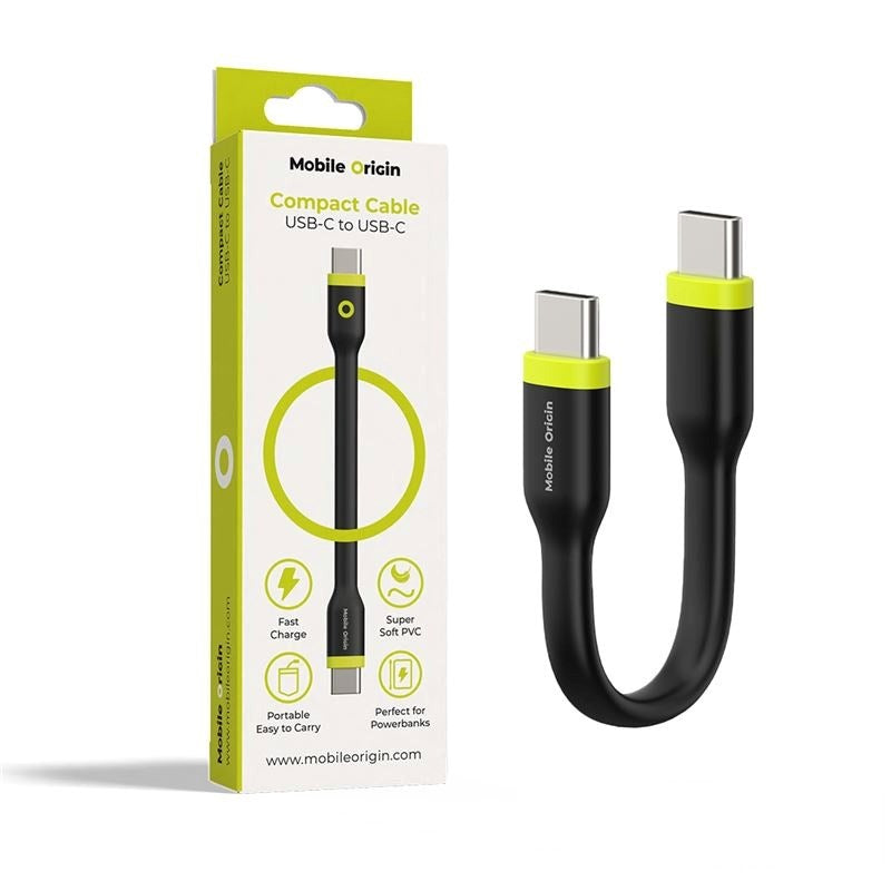 Mobile Origin 60W USB-C til USB-C Kabel 10 cm - Sort