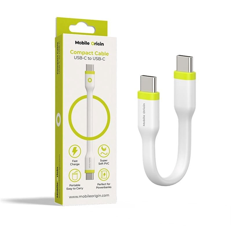 Mobile Origin 60W USB-C til USB-C Kabel 10 cm - Hvid