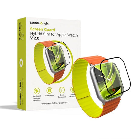 Mobile Origin Apple Watch 11 / 10 (46mm) Hybrid Beskyttelsesfilm - Gennemsigtig / Sort Kant