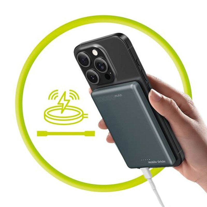 Mobile Origin Slim 10.000mAh Powerbank 20W m. USB-C - MagSafe Kompatibel - Grå