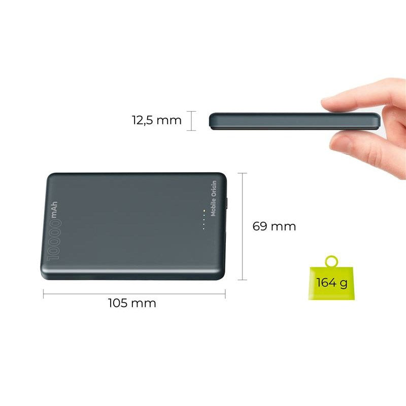 Mobile Origin Slim 10.000mAh Powerbank 20W m. USB-C - MagSafe Kompatibel - Grå