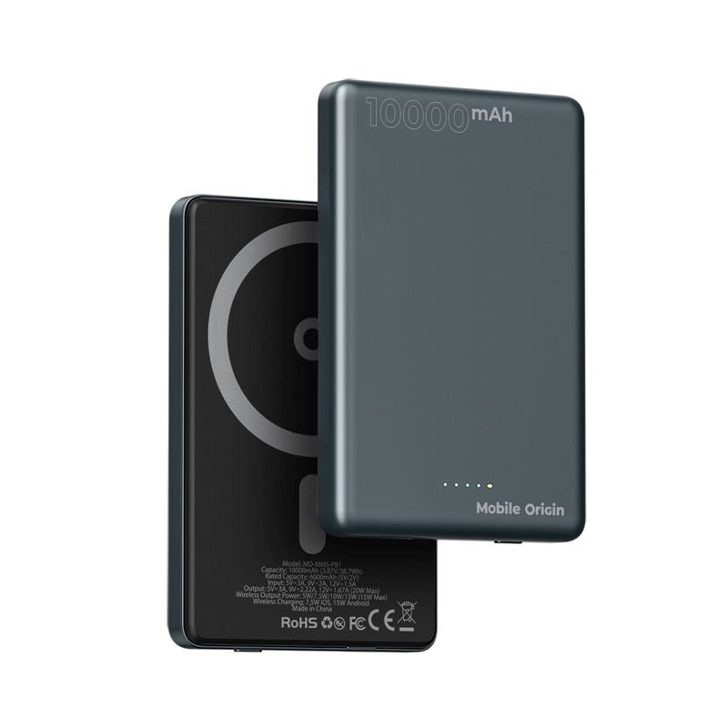 Mobile Origin Slim 10.000mAh Powerbank 20W m. USB-C - MagSafe Kompatibel - Grå