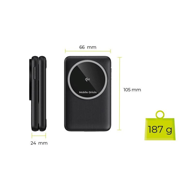 Mobile Origin 3-i-1 Qi2 Foldbar Trådløs Oplader til Telefon & Apple Watch & Høretelefoner - Sølv