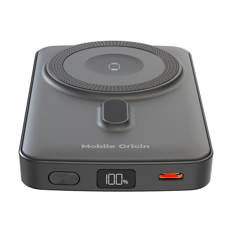 Mobile Origin 20W Powerbank til Smartphone & Apple Watch - 10.000mAh m. LCD-Display - USB-C Stik - Grå