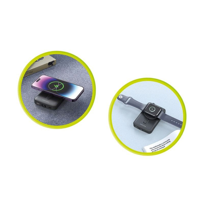 Mobile Origin 20W Powerbank til Smartphone & Apple Watch - 10.000mAh m. LCD-Display - USB-C Stik - Grå