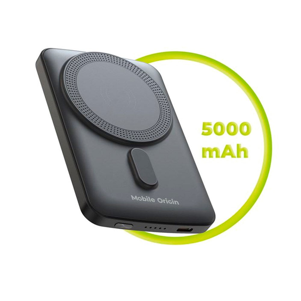 Mobile Origin 20W Powerbank 5000mAh m. LED-Display - USB-C Stik - Grå