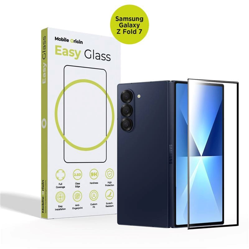 Samsung Galaxy Z Fold7 Mobile Origin EasyGlass Skærmbeskyttelsesglas - Gennemsigtig / Sort Kant