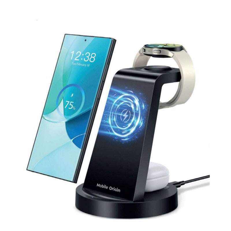 Mobile Origin 3-i-1 Qi2 Trådløs Oplader til Samsung - Sort