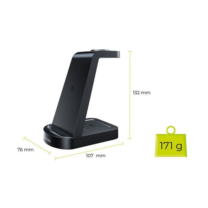 Mobile Origin 3-i-1 Trådløs Oplader - iPhone - Apple Watch - AirPods - MagSafe / Qi Kompatibel - Sort