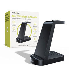 Mobile Origin 3-i-1 Trådløs Oplader - iPhone - Apple Watch - AirPods - MagSafe / Qi Kompatibel - Sort