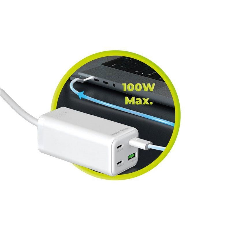 Mobile Origin 100W USB-C Hub m. USB-A & Schukostik - Hvid