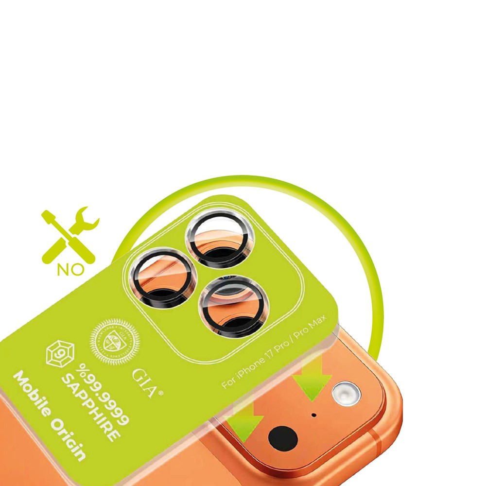 Mobile Origin iPhone 17 Pro / 17 Pro Max Sapphire Hærdet Glas Kamerabeskyttelse - Gennemsigtig