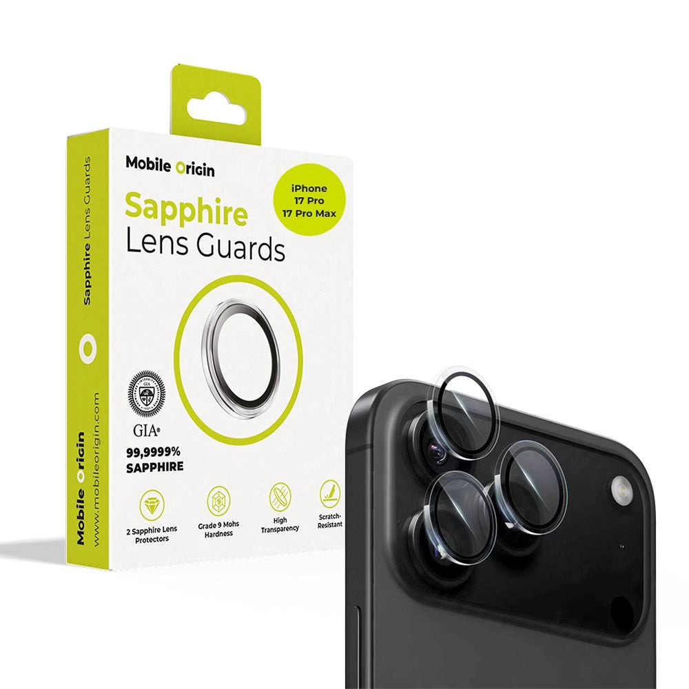 Mobile Origin iPhone 17 Pro / 17 Pro Max Sapphire Hærdet Glas Kamerabeskyttelse - Gennemsigtig