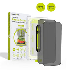 iPhone 17 Pro Max Mobile Origin Screen Guard Skærmbeskyttelse m. Monteringskasse - Privacy Funktion - 2 stk. - Gennemsigtig