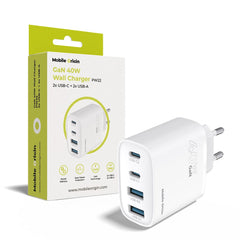 Mobile Origin GaN 40W Vægoplader m. 2 x USB-A & 2 x USB-C - Hvid