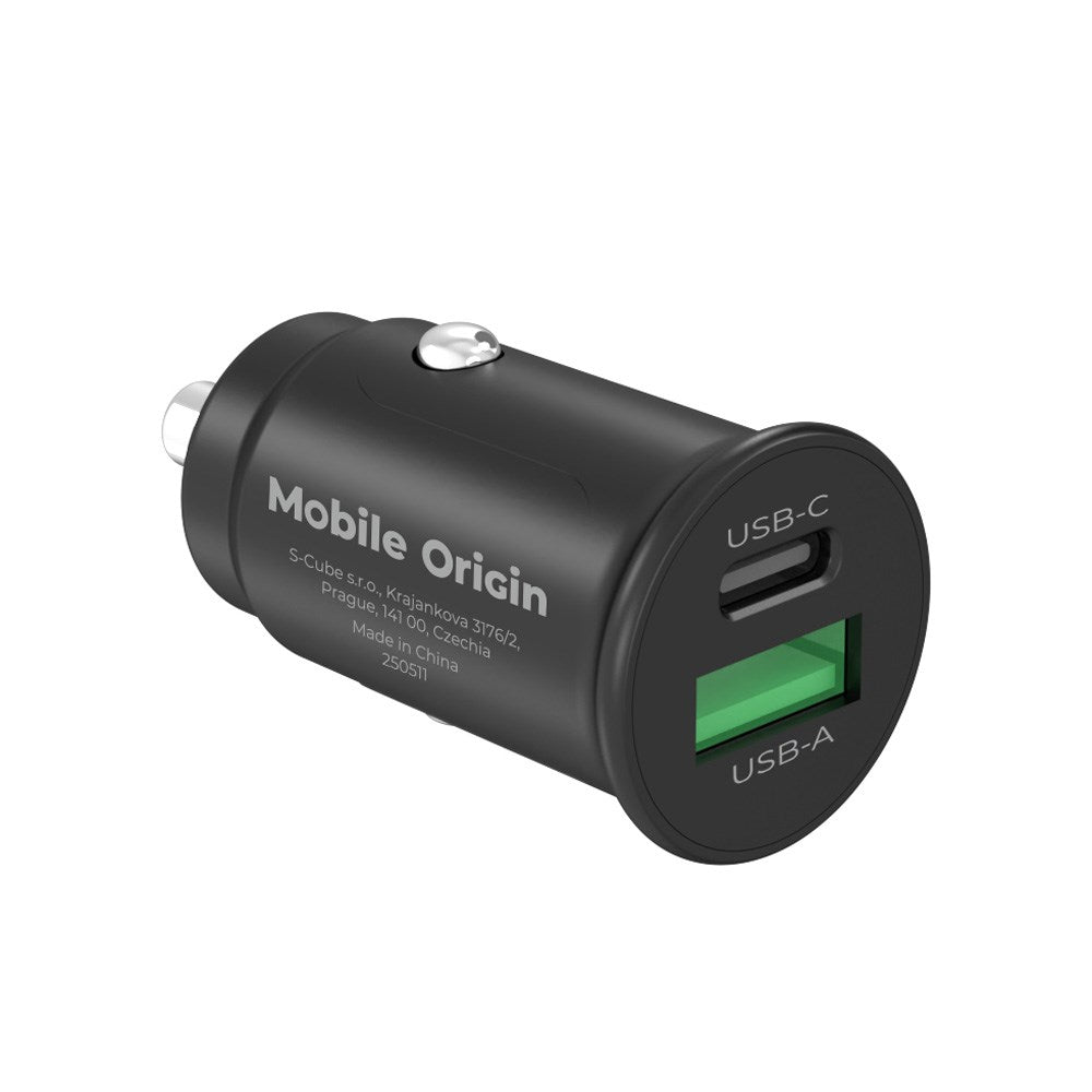 Mobile Origin 30W Biloplader m. 1 x USB-A & 1 x USB-C - Sort