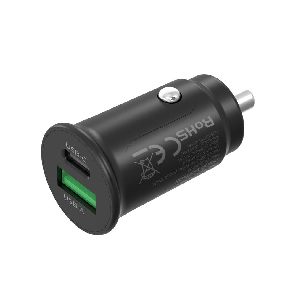 Mobile Origin 30W Biloplader m. 1 x USB-A & 1 x USB-C - Sort