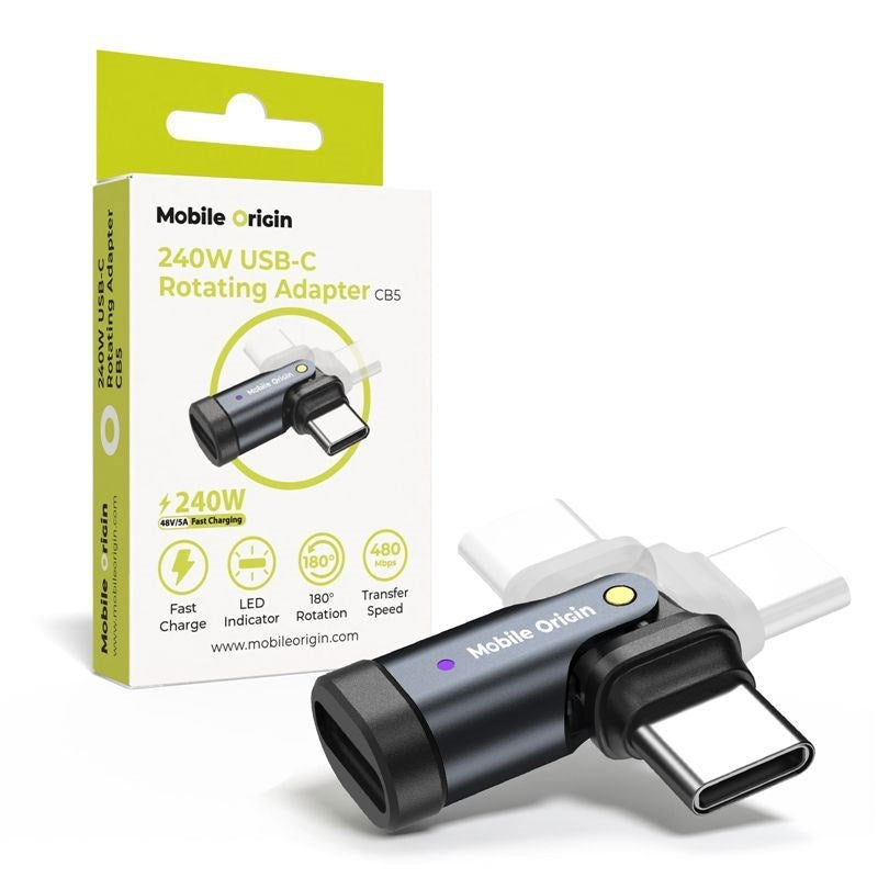 Mobile Origin 240W USB-C Rotationsadapter - Grå