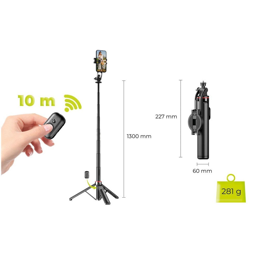 Mobile Origin 2-i-1 Magnetisk Tripod Selfie Stang - MagSafe Kompatibel - Sort