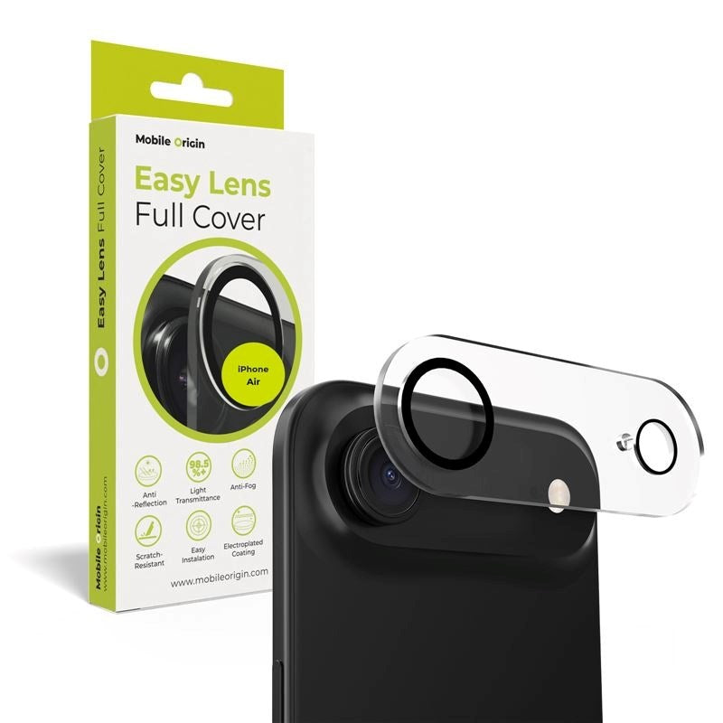 iPhone Air Mobile Origin Hærdet Glas Kameralinsebeskyttelse - Gennemsigtig / Sort Kant