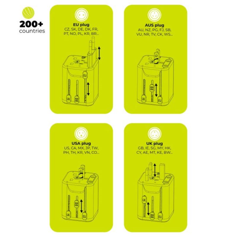 Mobile Origin 30W Universal Rejseadapter EU/UK/US/AUS - Hvid