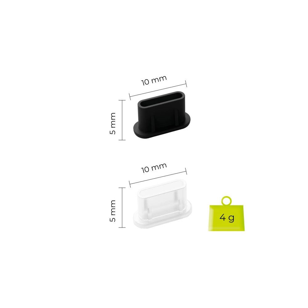 Mobile Origin Sæt m. 1x Rengøringsbørste & 6x USB-C Støvbeskytter - Sort / Hvid