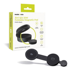 Mobile Origin 3-i-1 Foldbar Trådløs Qi2 Oplader til Smartphone / Apple Watch / Høretelefoner - 25W - Sort