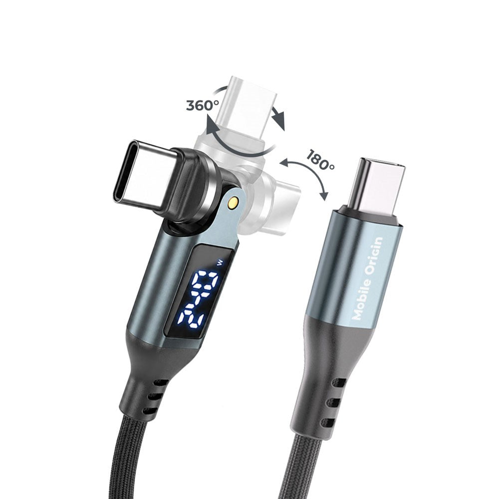 Mobile Origin 240W Display 540° Roterende USB-C til USB-C Kabel - 1m - Sort